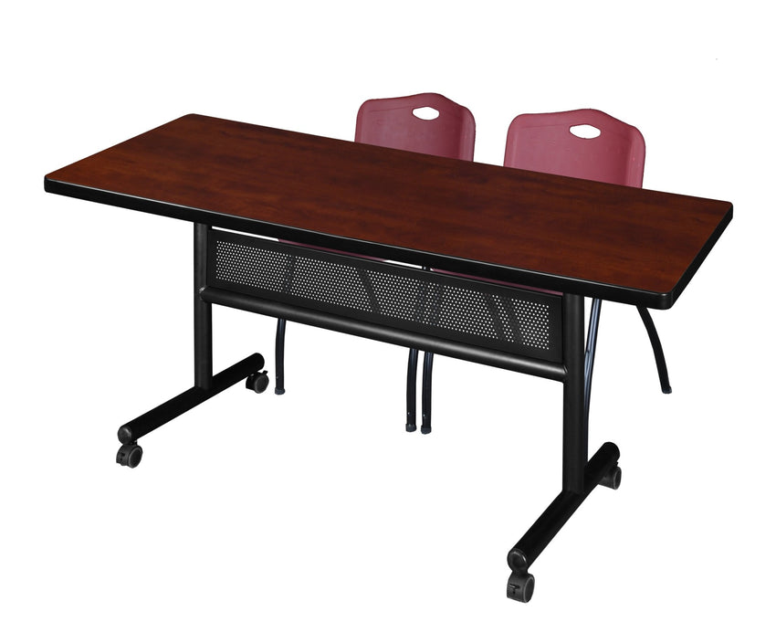 Regency Kobe Flip - Top Privacy Nesting Table & 2 M Stack Chairs 72"W x 30"D x 29"H (REG - MKFTM7230 - 2M) - SchoolOutlet