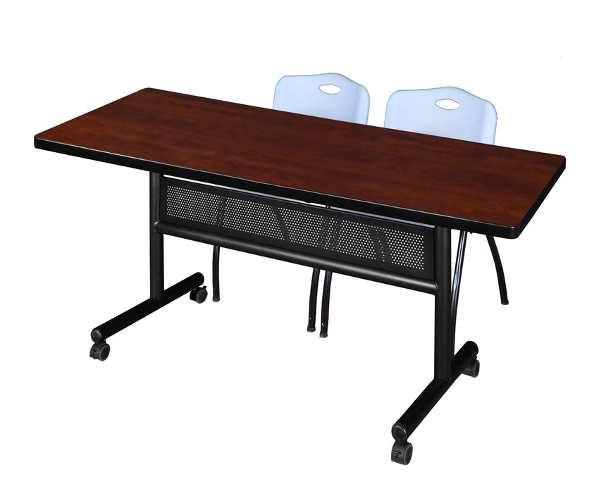 Regency Kobe Flip - Top Privacy Nesting Table & 2 M Stack Chairs 72"W x 30"D x 29"H (REG - MKFTM7230 - 2M) - SchoolOutlet