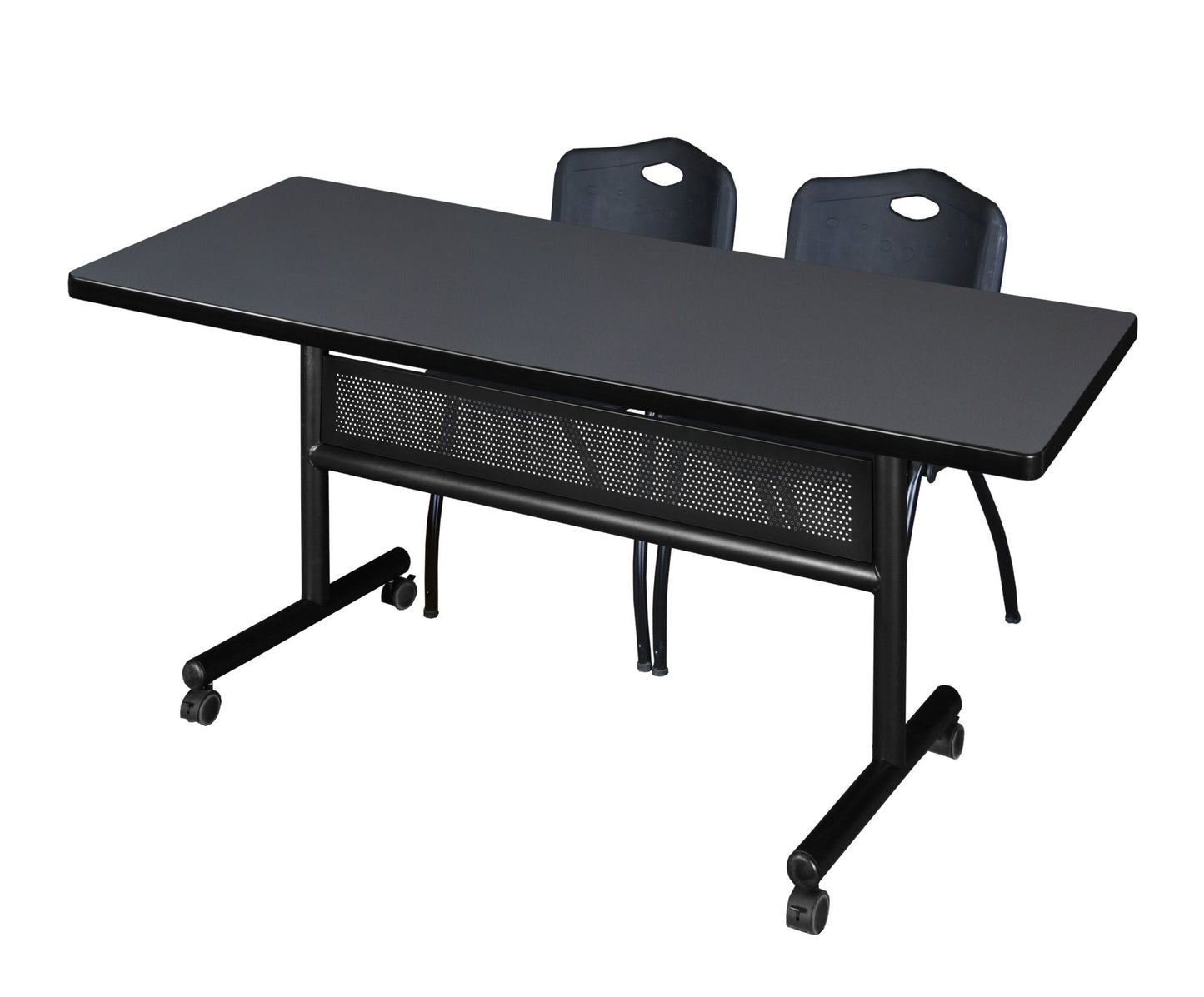 Regency Kobe Flip - Top Privacy Nesting Table & 2 M Stack Chairs 72"W x 30"D x 29"H (REG - MKFTM7230 - 2M) - SchoolOutlet