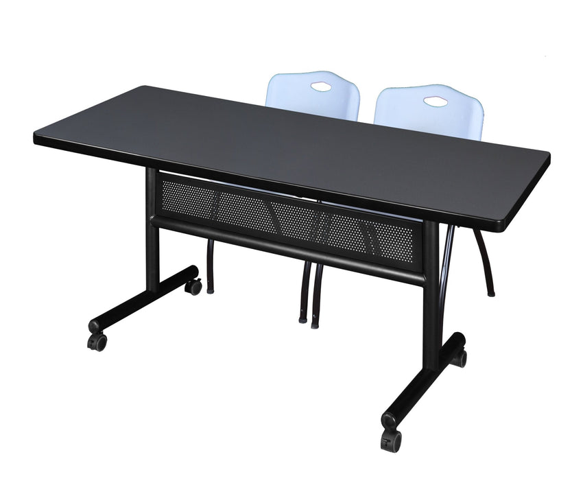 Regency Kobe Flip - Top Privacy Nesting Table & 2 M Stack Chairs 72"W x 30"D x 29"H (REG - MKFTM7230 - 2M) - SchoolOutlet