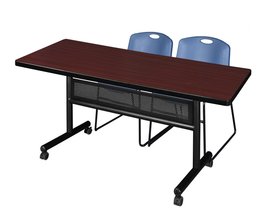 Regency Kobe Flip - Top Privacy Nesting Table & 2 Zeng Stack Chairs 72"W x 30"D x 29"H (REG - MKFTM7230 - ZNG) - SchoolOutlet