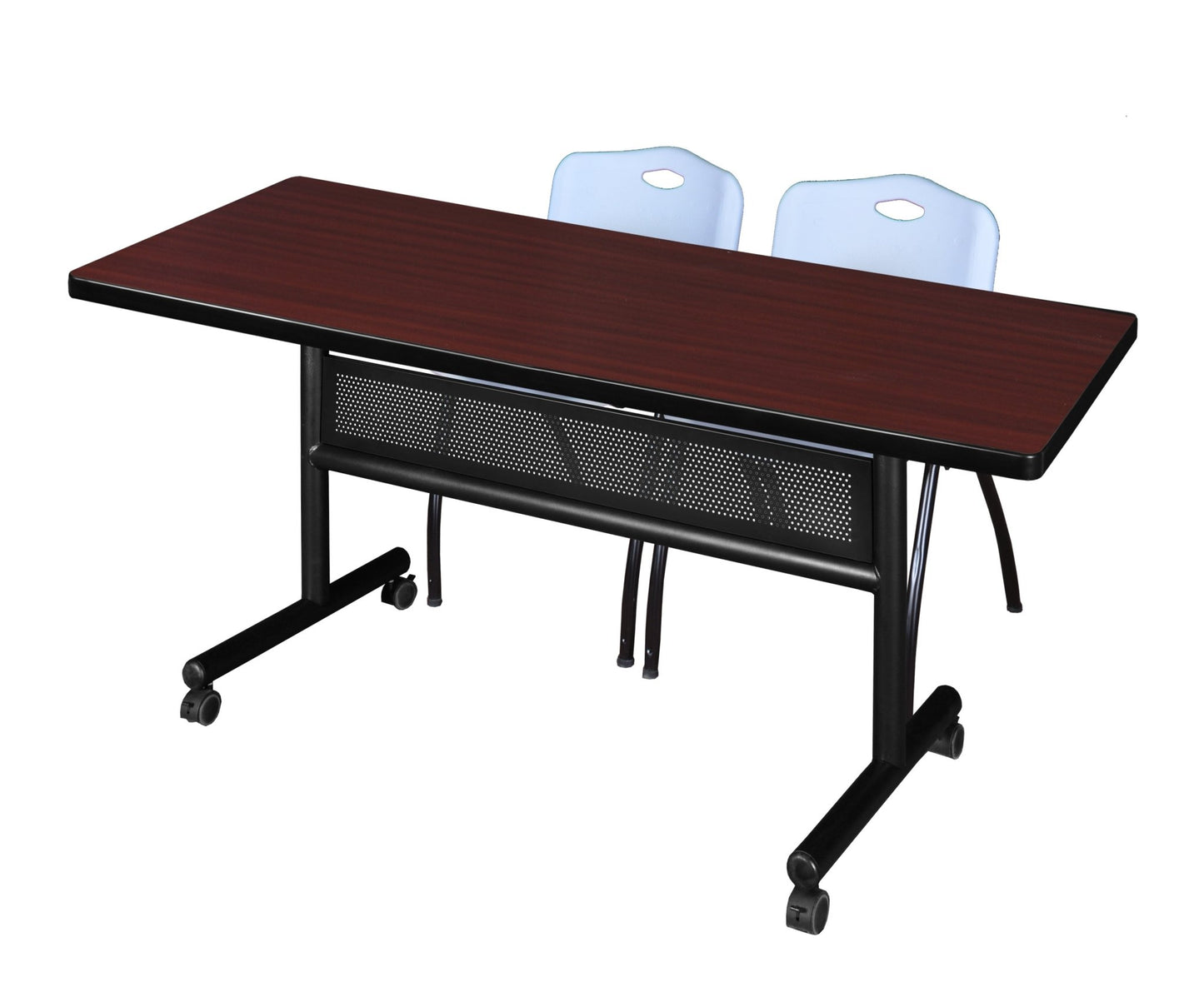 Regency Kobe Flip - Top Privacy Nesting Table & 2 M Stack Chairs 72"W x 30"D x 29"H (REG - MKFTM7230 - 2M) - SchoolOutlet