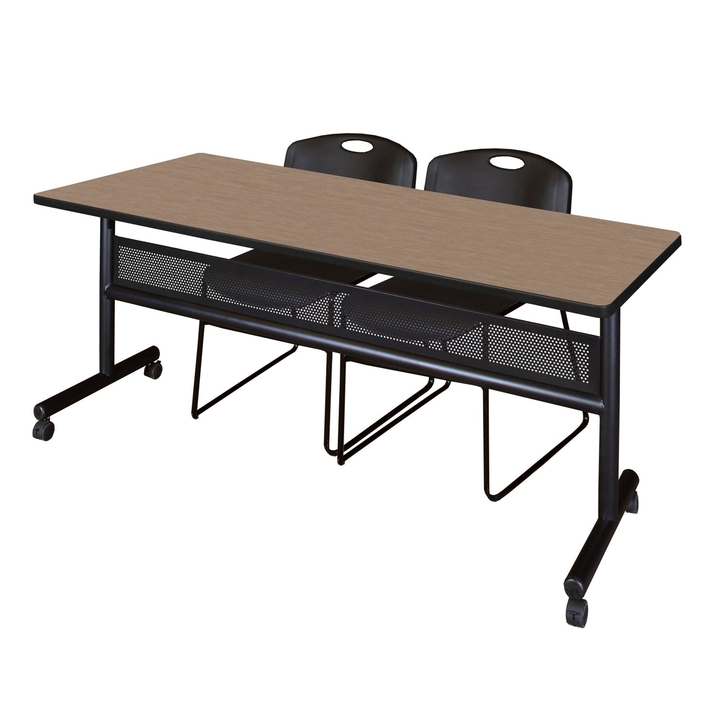 Regency Kobe Flip - Top Privacy Nesting Table & 2 Zeng Stack Chairs 72"W x 30"D x 29"H (REG - MKFTM7230 - ZNG) - SchoolOutlet