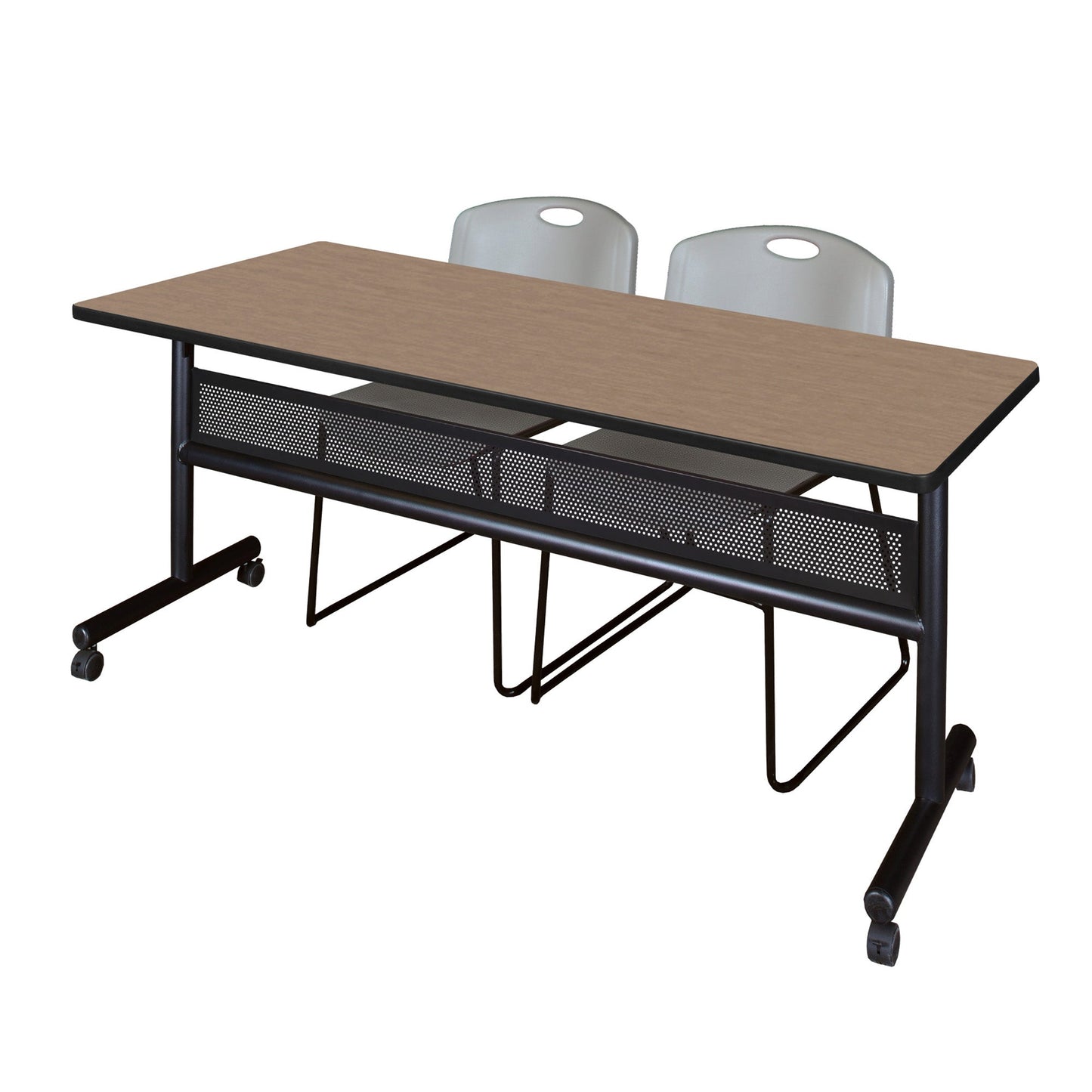 Regency Kobe Flip - Top Privacy Nesting Table & 2 Zeng Stack Chairs 72"W x 30"D x 29"H (REG - MKFTM7230 - ZNG) - SchoolOutlet