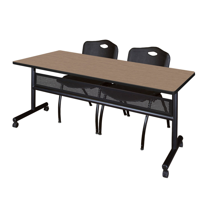 Regency Kobe Flip - Top Privacy Nesting Table & 2 M Stack Chairs 72"W x 30"D x 29"H (REG - MKFTM7230 - 2M) - SchoolOutlet