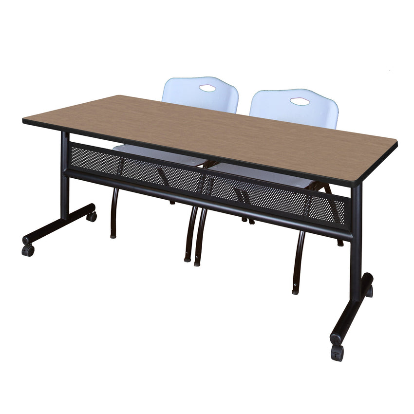 Regency Kobe Flip - Top Privacy Nesting Table & 2 M Stack Chairs 72"W x 30"D x 29"H (REG - MKFTM7230 - 2M) - SchoolOutlet