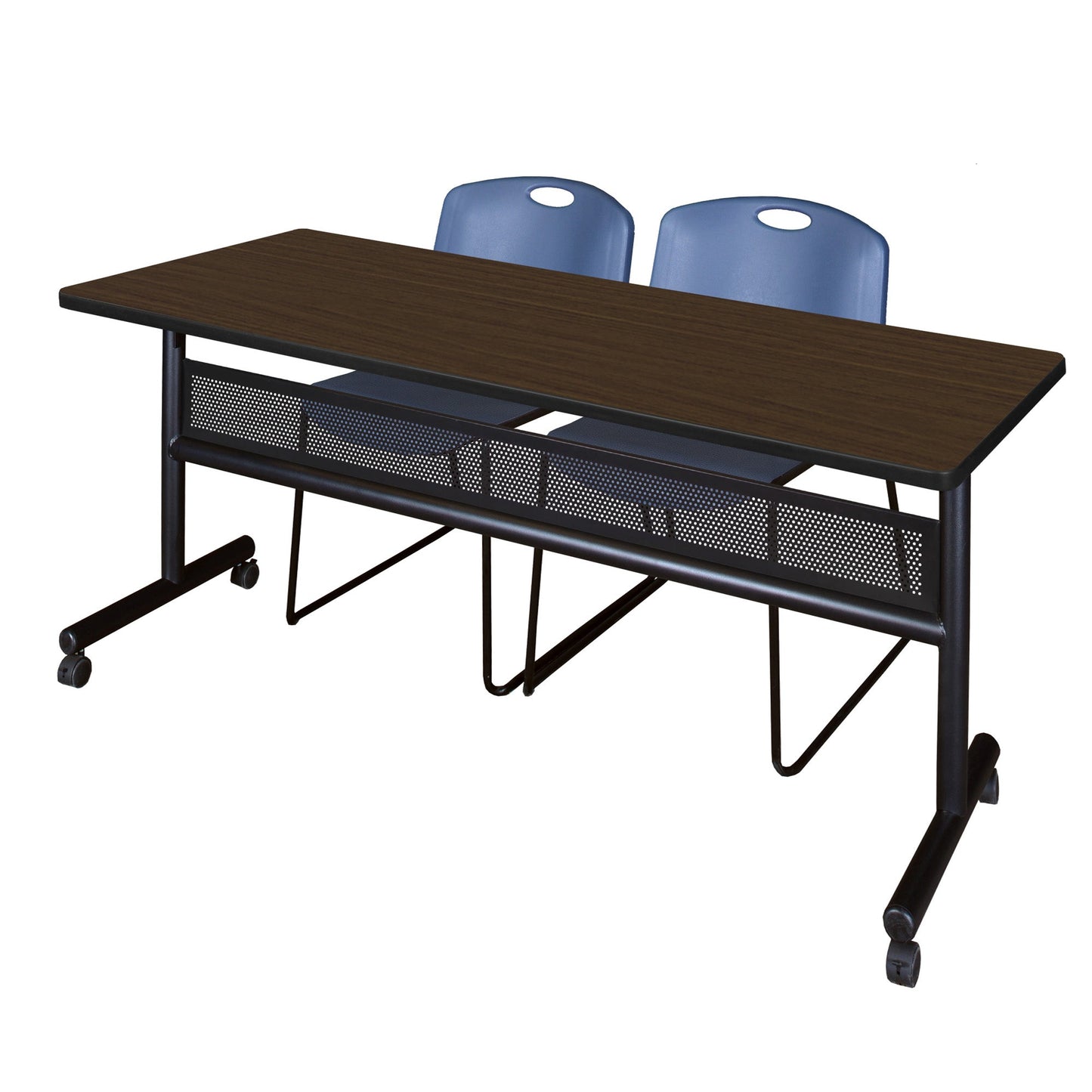 Regency Kobe Flip - Top Privacy Nesting Table & 2 Zeng Stack Chairs 72"W x 30"D x 29"H (REG - MKFTM7230 - ZNG) - SchoolOutlet