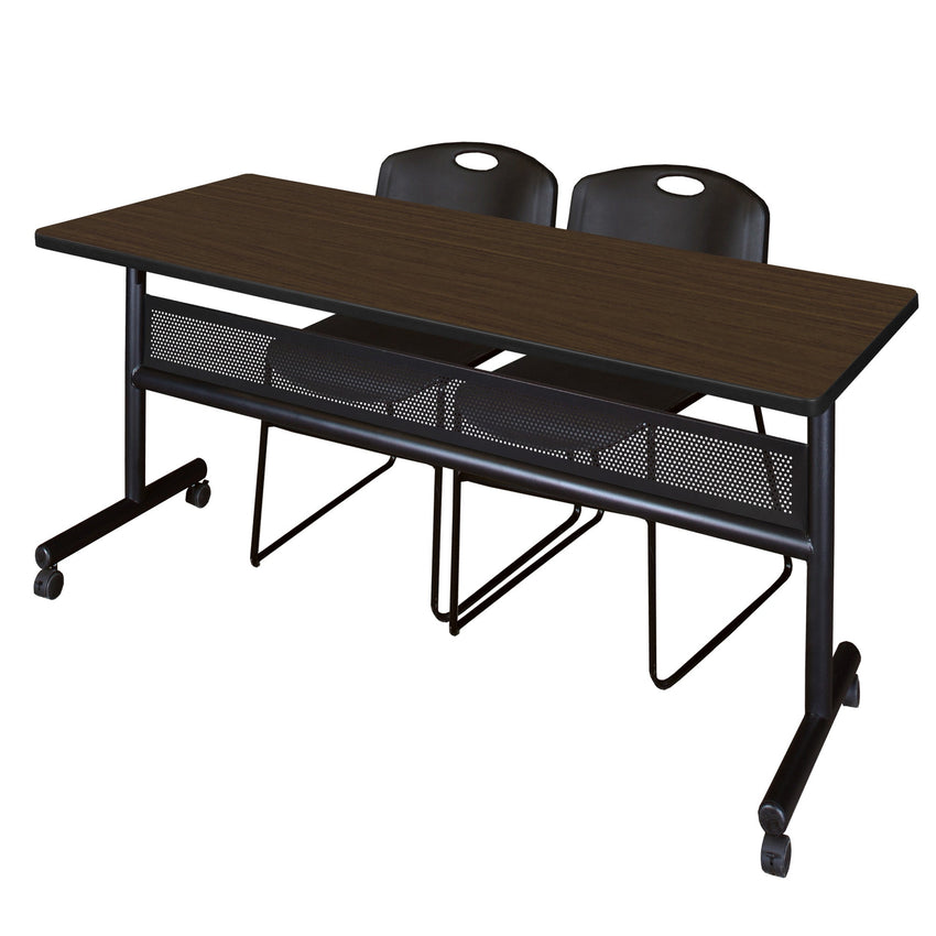 Regency Kobe Flip - Top Privacy Nesting Table & 2 Zeng Stack Chairs 72"W x 30"D x 29"H (REG - MKFTM7230 - ZNG) - SchoolOutlet