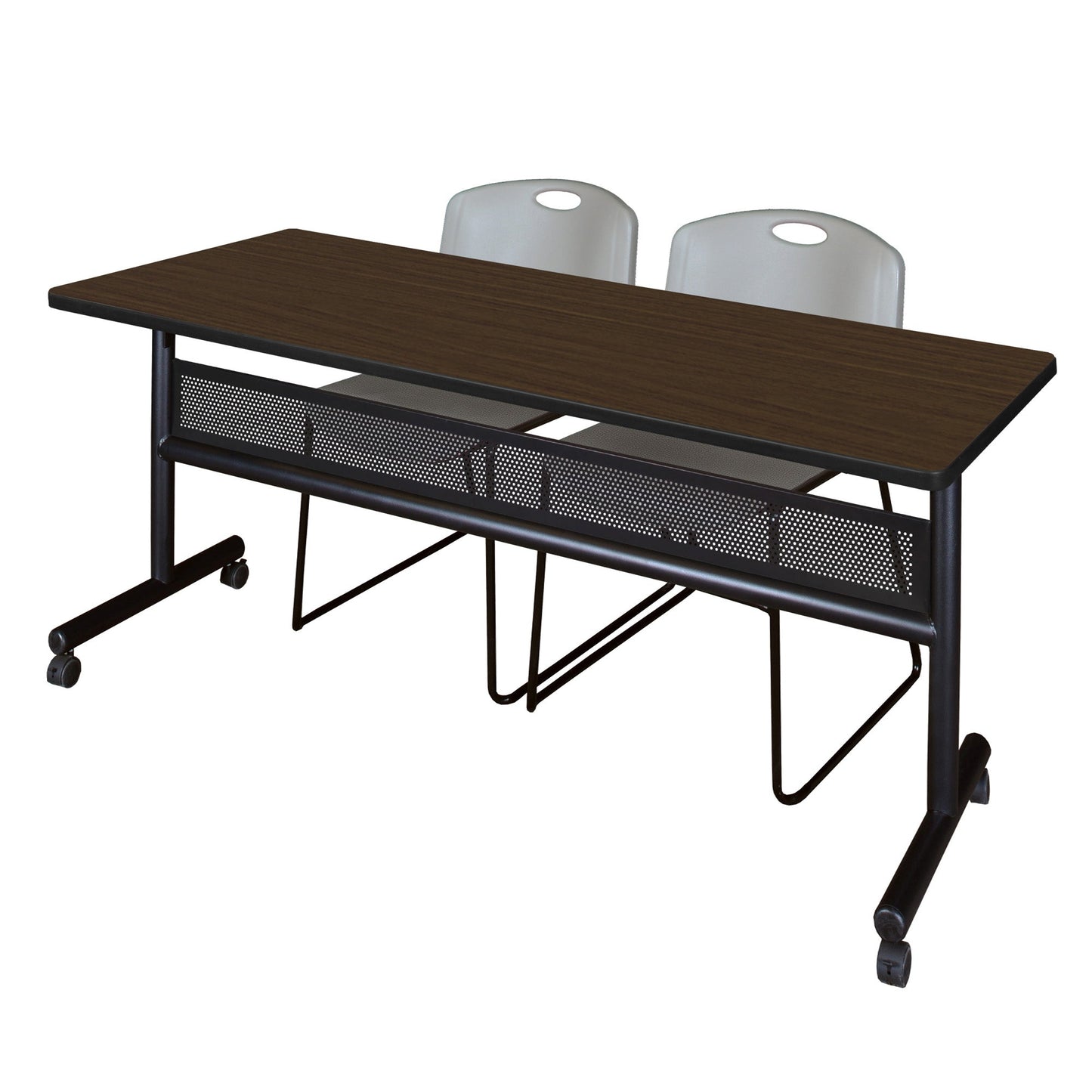 Regency Kobe Flip - Top Privacy Nesting Table & 2 Zeng Stack Chairs 72"W x 30"D x 29"H (REG - MKFTM7230 - ZNG) - SchoolOutlet