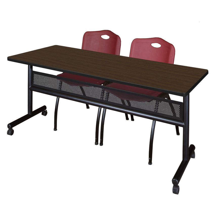 Regency Kobe Flip - Top Privacy Nesting Table & 2 M Stack Chairs 72"W x 30"D x 29"H (REG - MKFTM7230 - 2M) - SchoolOutlet