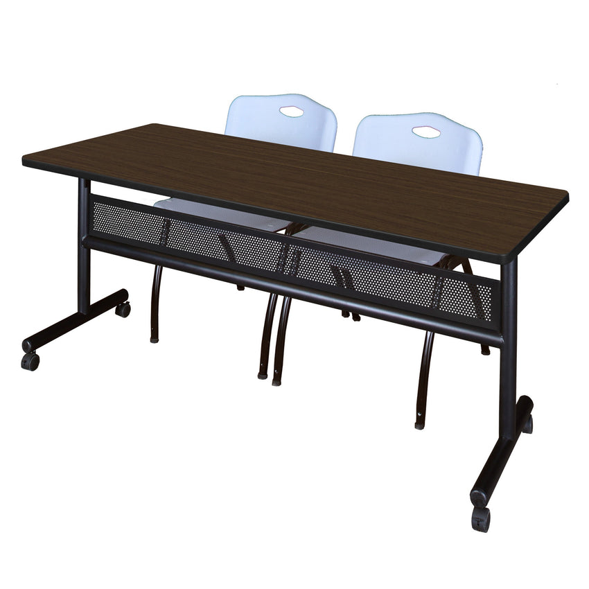 Regency Kobe Flip - Top Privacy Nesting Table & 2 M Stack Chairs 72"W x 30"D x 29"H (REG - MKFTM7230 - 2M) - SchoolOutlet