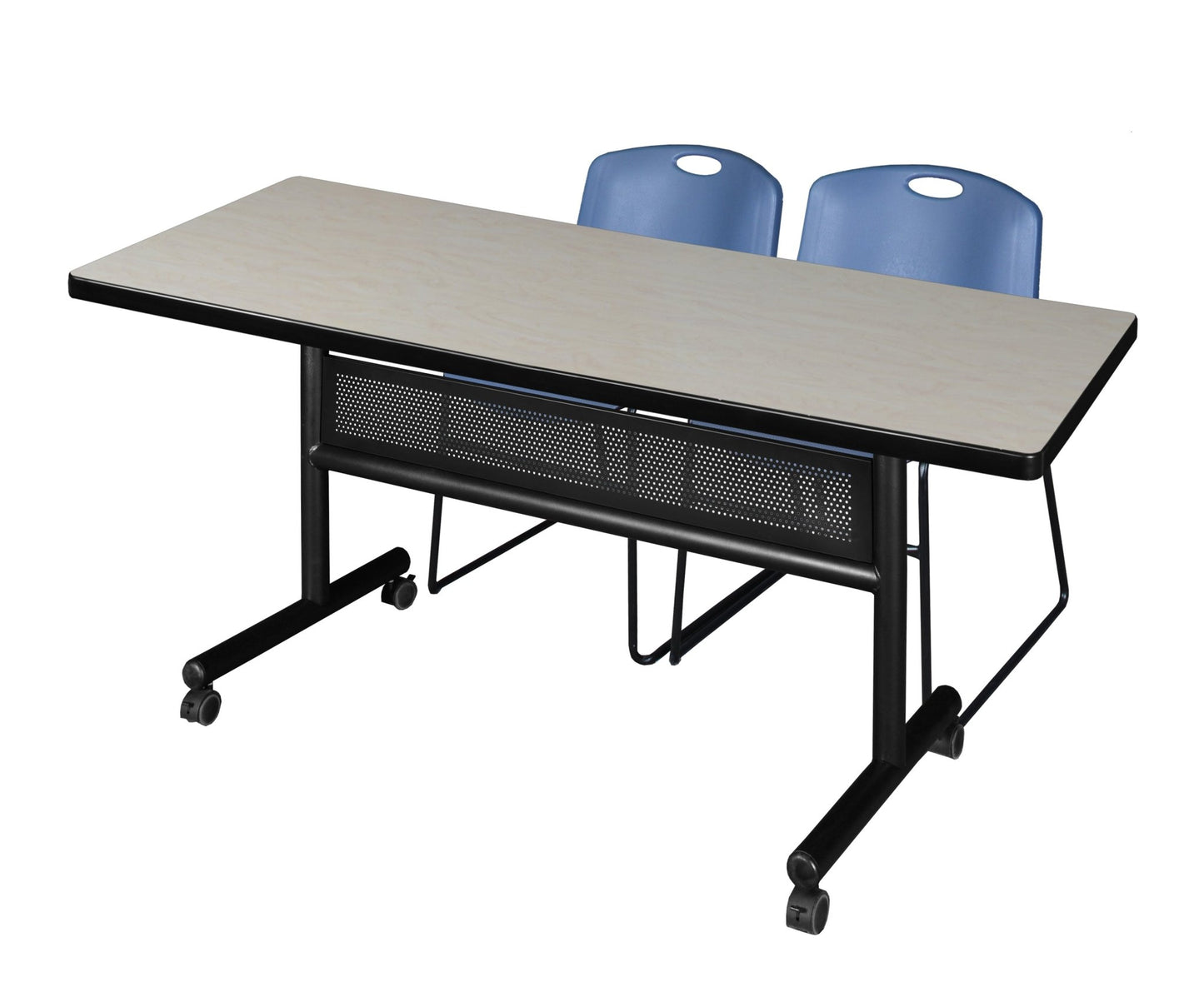 Regency Kobe Flip - Top Privacy Nesting Table & 2 Zeng Stack Chairs 72"W x 30"D x 29"H (REG - MKFTM7230 - ZNG) - SchoolOutlet