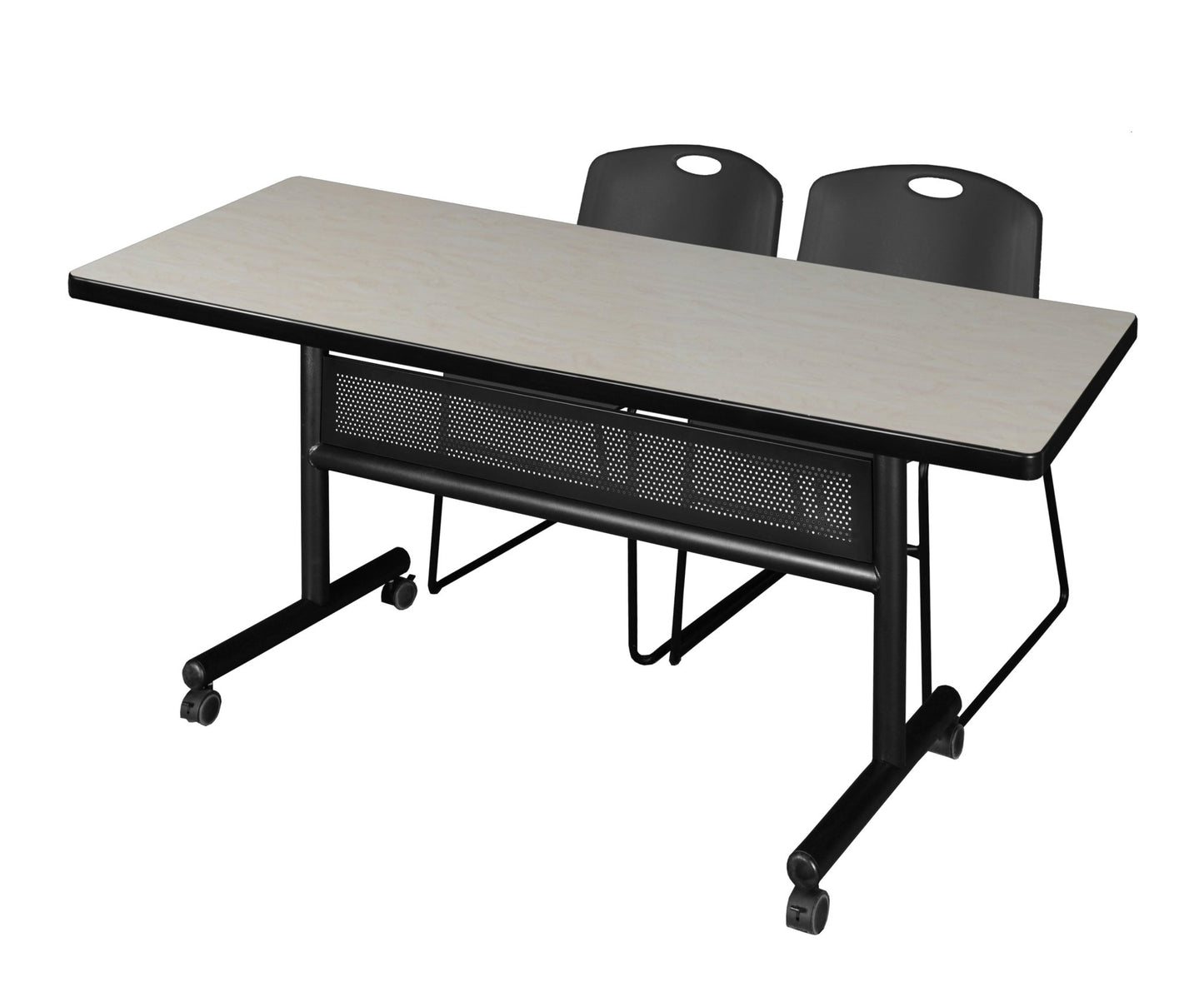 Regency Kobe Flip - Top Privacy Nesting Table & 2 Zeng Stack Chairs 72"W x 30"D x 29"H (REG - MKFTM7230 - ZNG) - SchoolOutlet