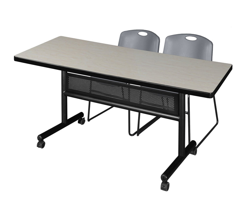 Regency Kobe Flip - Top Privacy Nesting Table & 2 Zeng Stack Chairs 72"W x 30"D x 29"H (REG - MKFTM7230 - ZNG) - SchoolOutlet