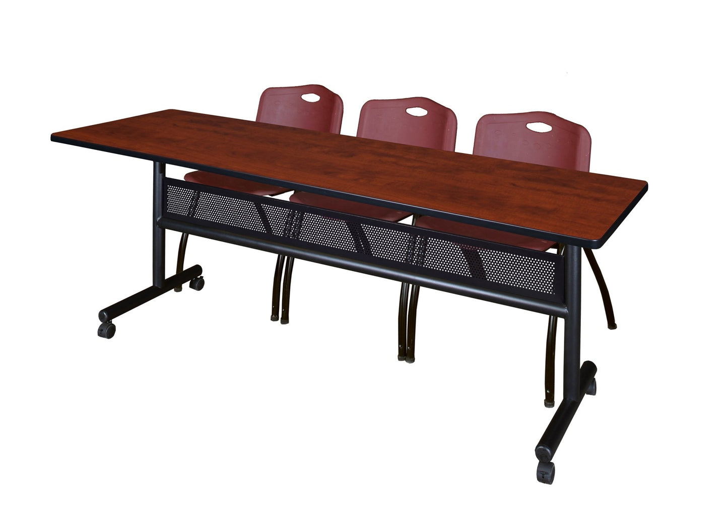 Regency Kobe Flip - Top Privacy Nesting Table & 3 M Stack Chairs 84"W x 24"D x 29"H (REG - MKFTM8424 - 3M) - SchoolOutlet