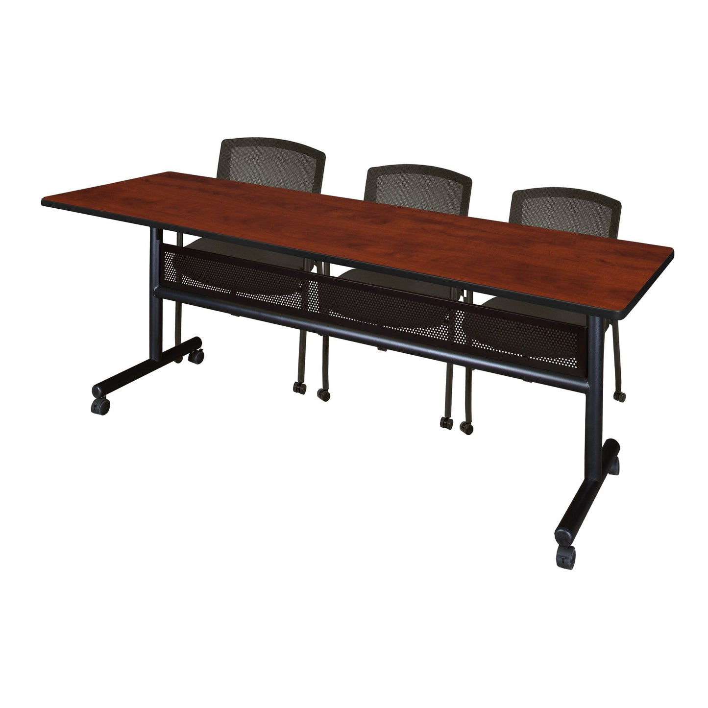 Regency Kobe Flip - Top Privacy Nesting Table & 3 Knight Mesh Chairs 84"W x 24"D x 29"H (REG - MKFTM8424 - KNM) - SchoolOutlet