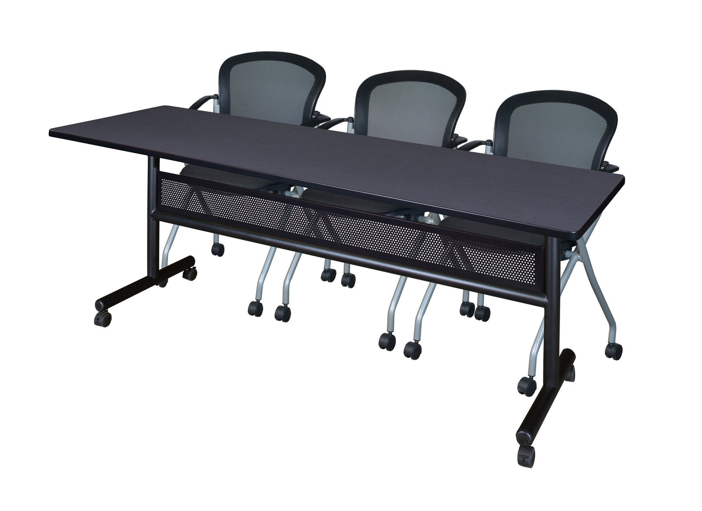 Regency Kobe Flip - Top Privacy Nesting Table & 2 Cadence Nesting Chairs 84"W x 24"D x 29"H (REG - MKFTM8424 - CAD) - SchoolOutlet