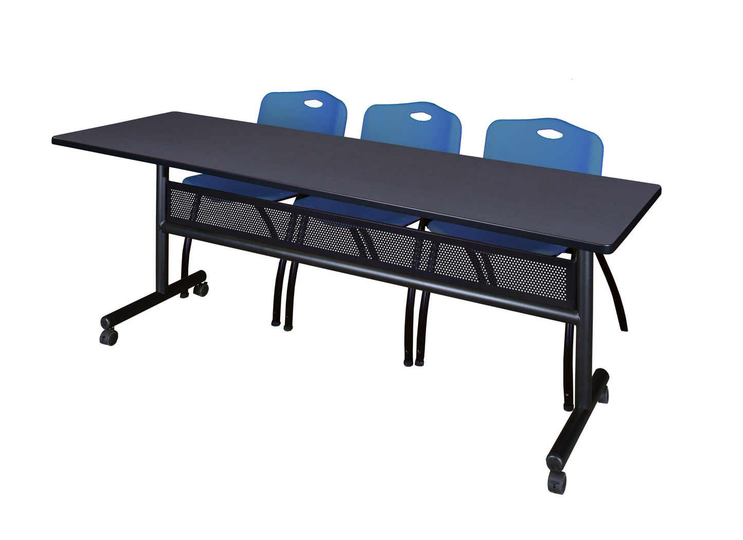 Regency Kobe Flip - Top Privacy Nesting Table & 3 M Stack Chairs 84"W x 24"D x 29"H (REG - MKFTM8424 - 3M) - SchoolOutlet