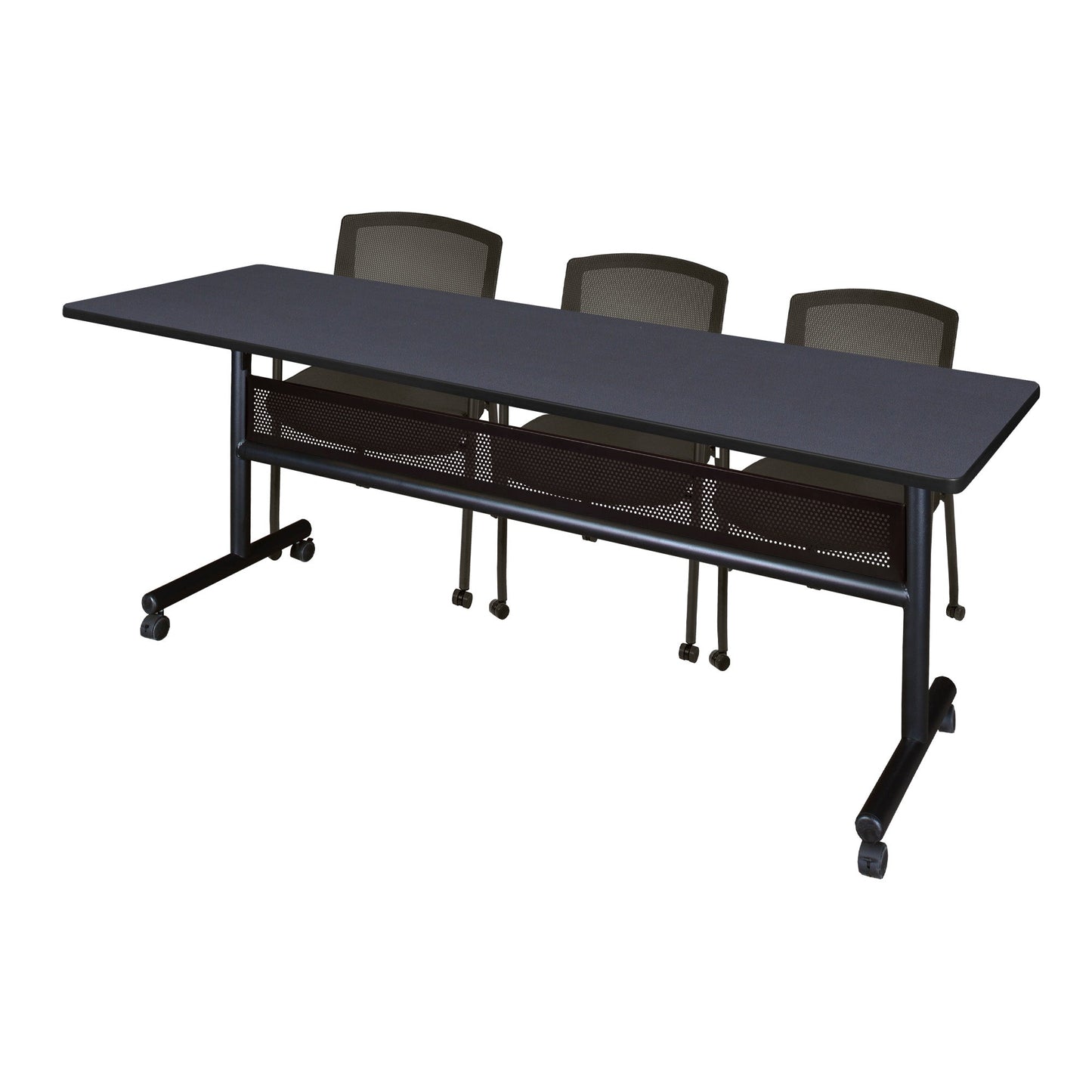 Regency Kobe Flip - Top Privacy Nesting Table & 3 Knight Mesh Chairs 84"W x 24"D x 29"H (REG - MKFTM8424 - KNM) - SchoolOutlet