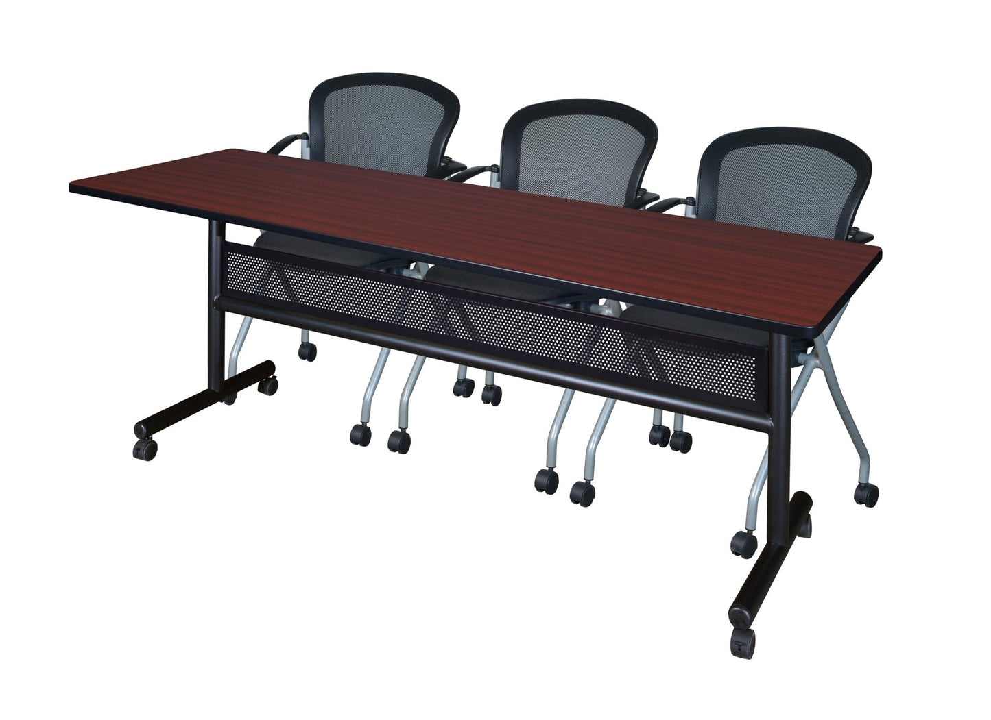 Regency Kobe Flip - Top Privacy Nesting Table & 2 Cadence Nesting Chairs 84"W x 24"D x 29"H (REG - MKFTM8424 - CAD) - SchoolOutlet