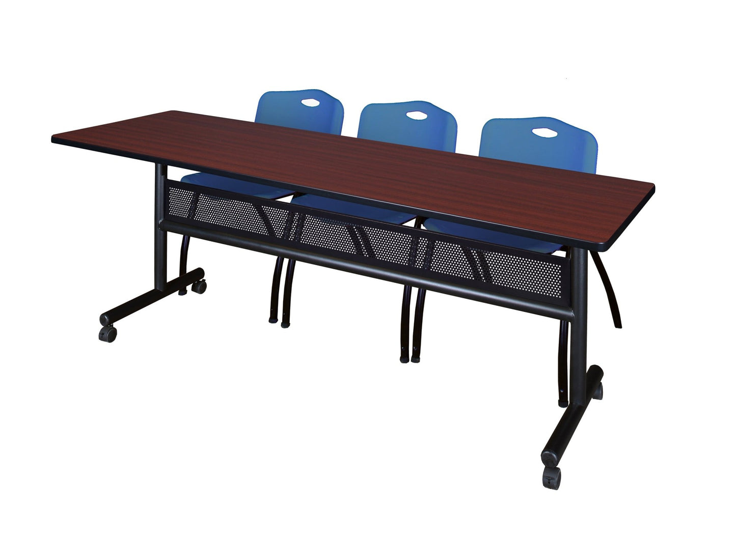 Regency Kobe Flip - Top Privacy Nesting Table & 3 M Stack Chairs 84"W x 24"D x 29"H (REG - MKFTM8424 - 3M) - SchoolOutlet