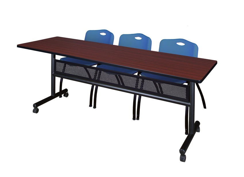 Regency Kobe Flip - Top Privacy Nesting Table & 3 M Stack Chairs 84"W x 24"D x 29"H (REG - MKFTM8424 - 3M) - SchoolOutlet