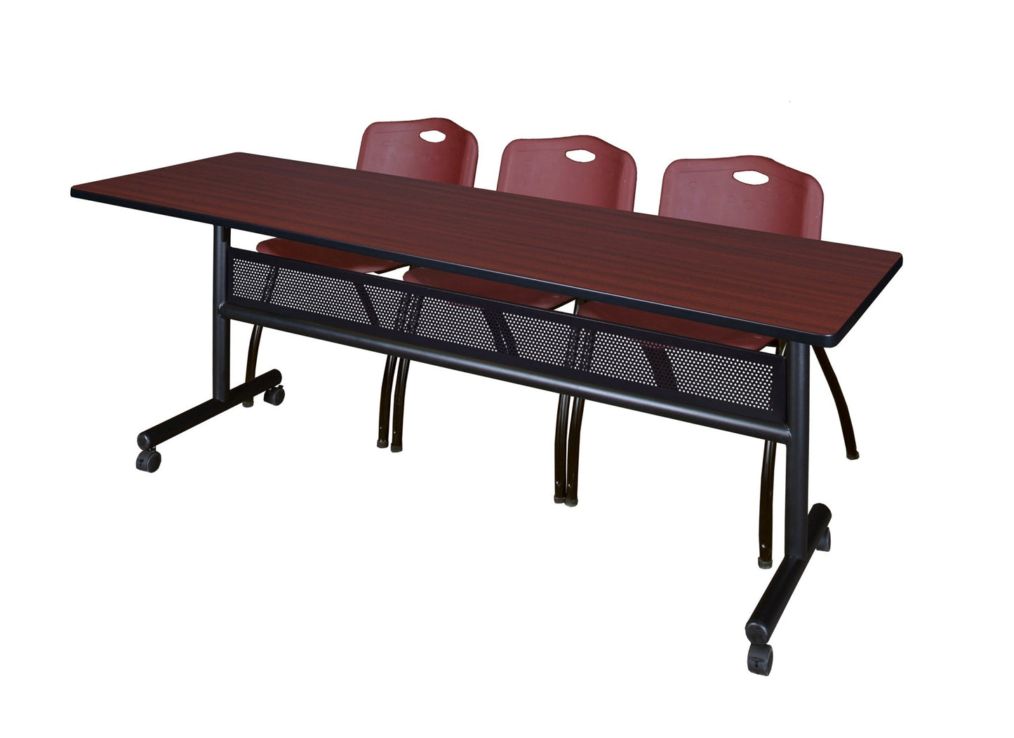 Regency Kobe Flip - Top Privacy Nesting Table & 3 M Stack Chairs 84"W x 24"D x 29"H (REG - MKFTM8424 - 3M) - SchoolOutlet
