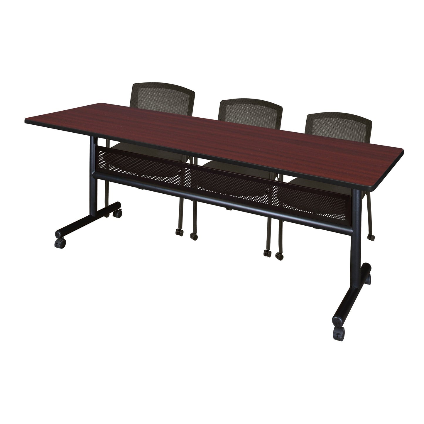 Regency Kobe Flip - Top Privacy Nesting Table & 3 Knight Mesh Chairs 84"W x 24"D x 29"H (REG - MKFTM8424 - KNM) - SchoolOutlet