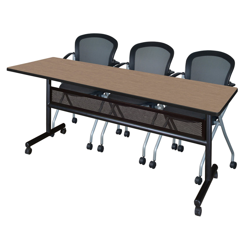 Regency Kobe Flip - Top Privacy Nesting Table & 2 Cadence Nesting Chairs 84"W x 24"D x 29"H (REG - MKFTM8424 - CAD) - SchoolOutlet