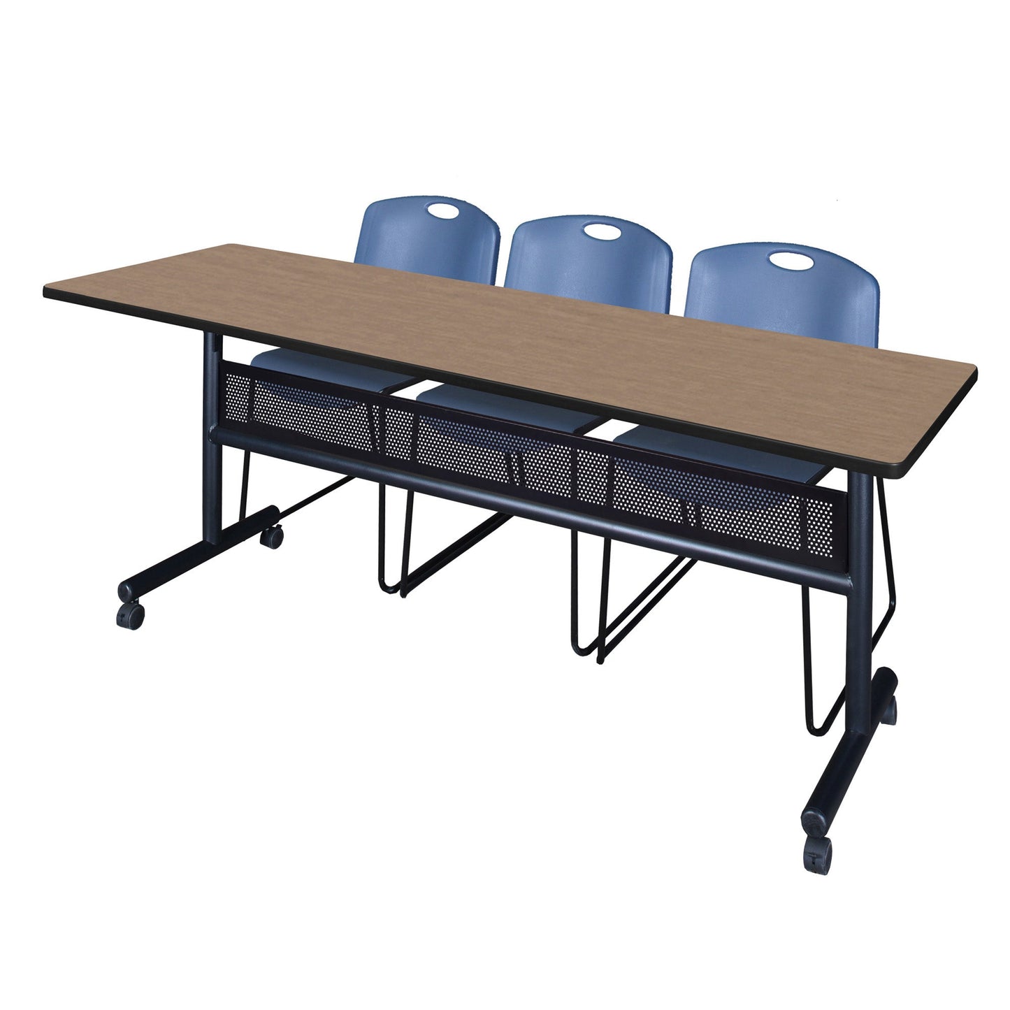 Regency Kobe Flip - Top Privacy Nesting Table & 3 Zeng Stack Chairs 84"W x 24"D x 29"H (REG - MKFTM8424 - ZNG) - SchoolOutlet
