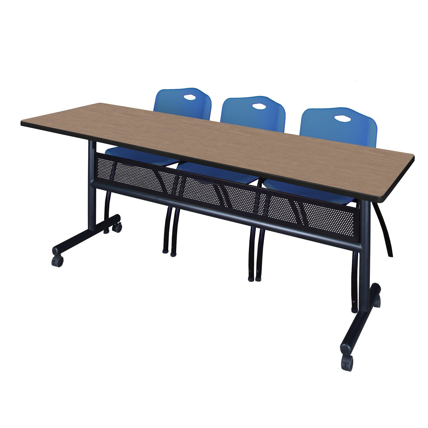 Regency Kobe Flip - Top Privacy Nesting Table & 3 M Stack Chairs 84"W x 24"D x 29"H (REG - MKFTM8424 - 3M) - SchoolOutlet