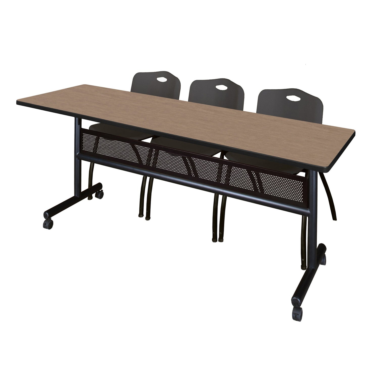Regency Kobe Flip - Top Privacy Nesting Table & 3 M Stack Chairs 84"W x 24"D x 29"H (REG - MKFTM8424 - 3M) - SchoolOutlet