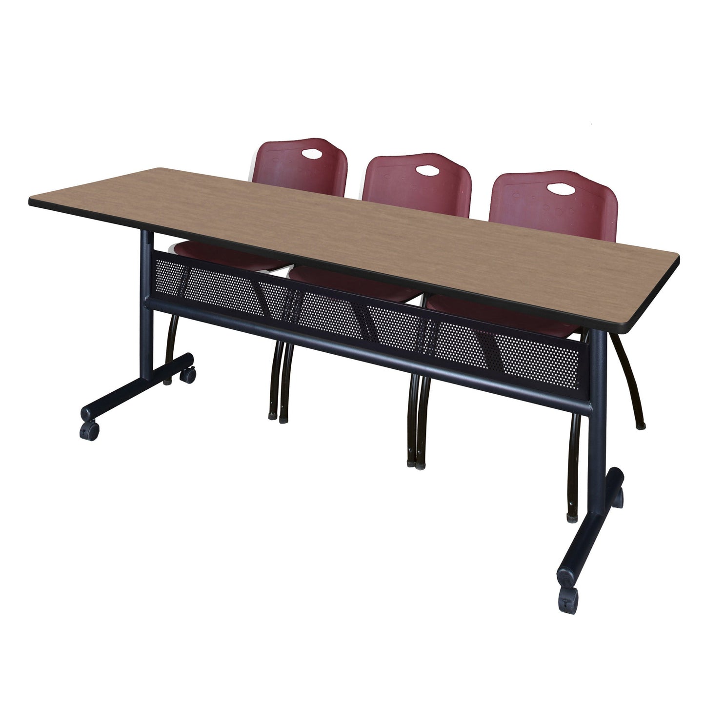 Regency Kobe Flip - Top Privacy Nesting Table & 3 M Stack Chairs 84"W x 24"D x 29"H (REG - MKFTM8424 - 3M) - SchoolOutlet