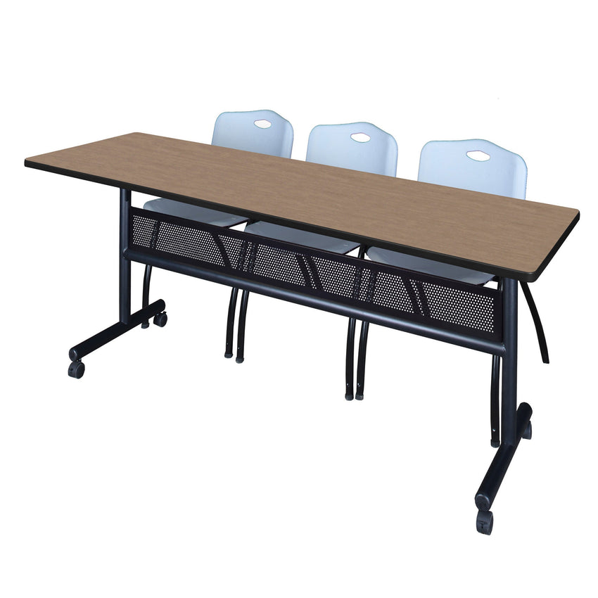 Regency Kobe Flip - Top Privacy Nesting Table & 3 M Stack Chairs 84"W x 24"D x 29"H (REG - MKFTM8424 - 3M) - SchoolOutlet