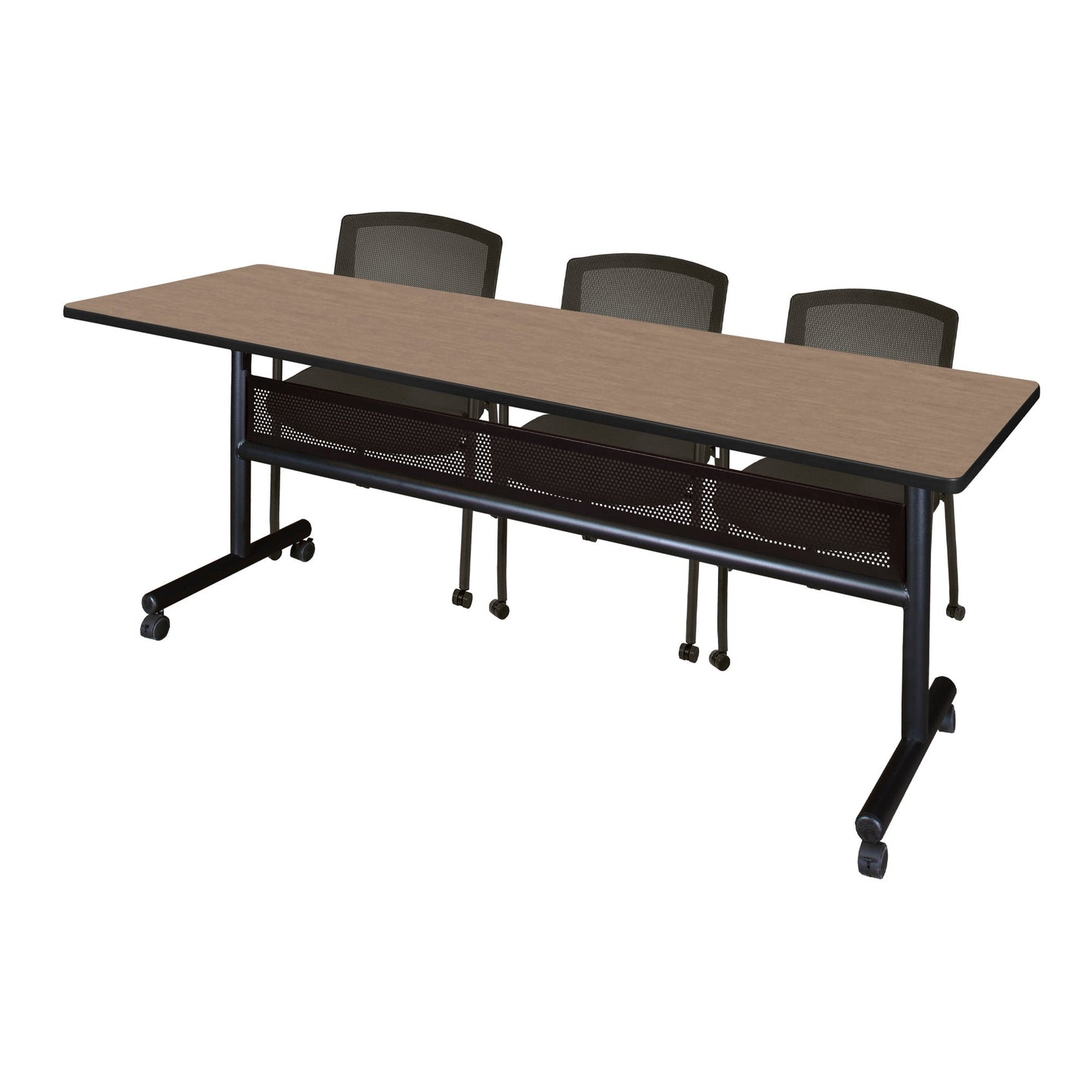 Regency Kobe Flip - Top Privacy Nesting Table & 3 Knight Mesh Chairs 84"W x 24"D x 29"H (REG - MKFTM8424 - KNM) - SchoolOutlet