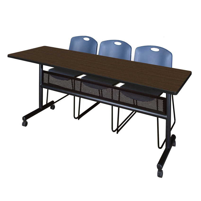 Regency Kobe Flip - Top Privacy Nesting Table & 3 Zeng Stack Chairs 84"W x 24"D x 29"H (REG - MKFTM8424 - ZNG) - SchoolOutlet