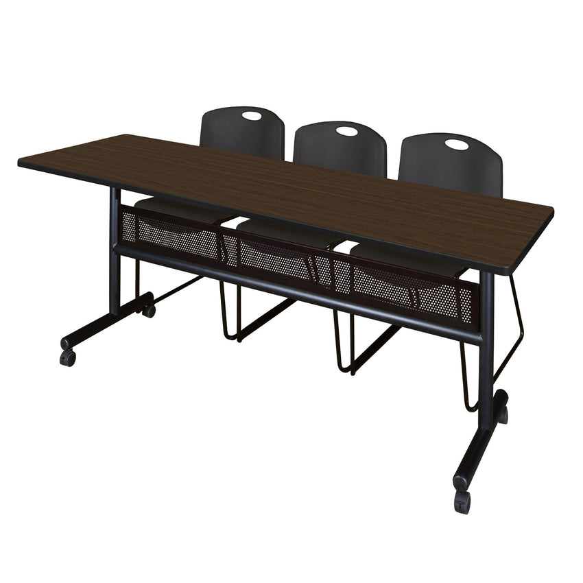 Regency Kobe Flip - Top Privacy Nesting Table & 3 Zeng Stack Chairs 84"W x 24"D x 29"H (REG - MKFTM8424 - ZNG) - SchoolOutlet
