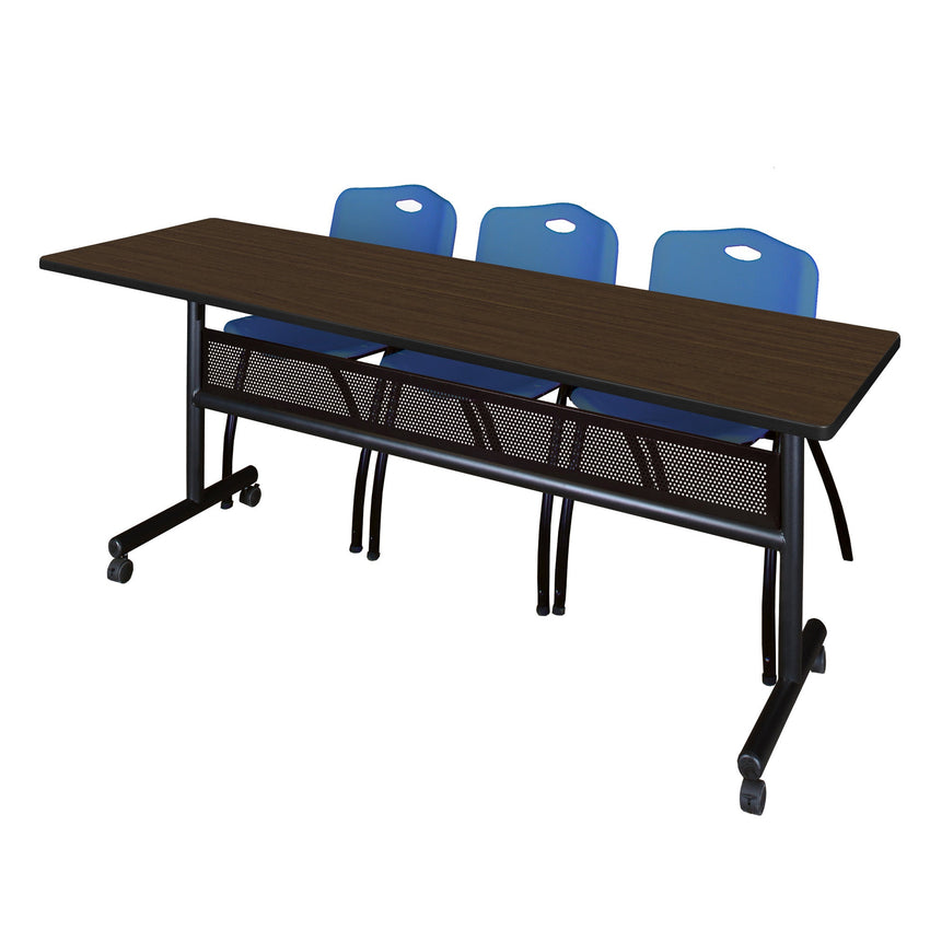 Regency Kobe Flip - Top Privacy Nesting Table & 3 M Stack Chairs 84"W x 24"D x 29"H (REG - MKFTM8424 - 3M) - SchoolOutlet