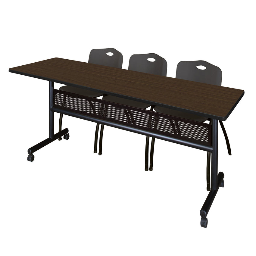 Regency Kobe Flip - Top Privacy Nesting Table & 3 M Stack Chairs 84"W x 24"D x 29"H (REG - MKFTM8424 - 3M) - SchoolOutlet