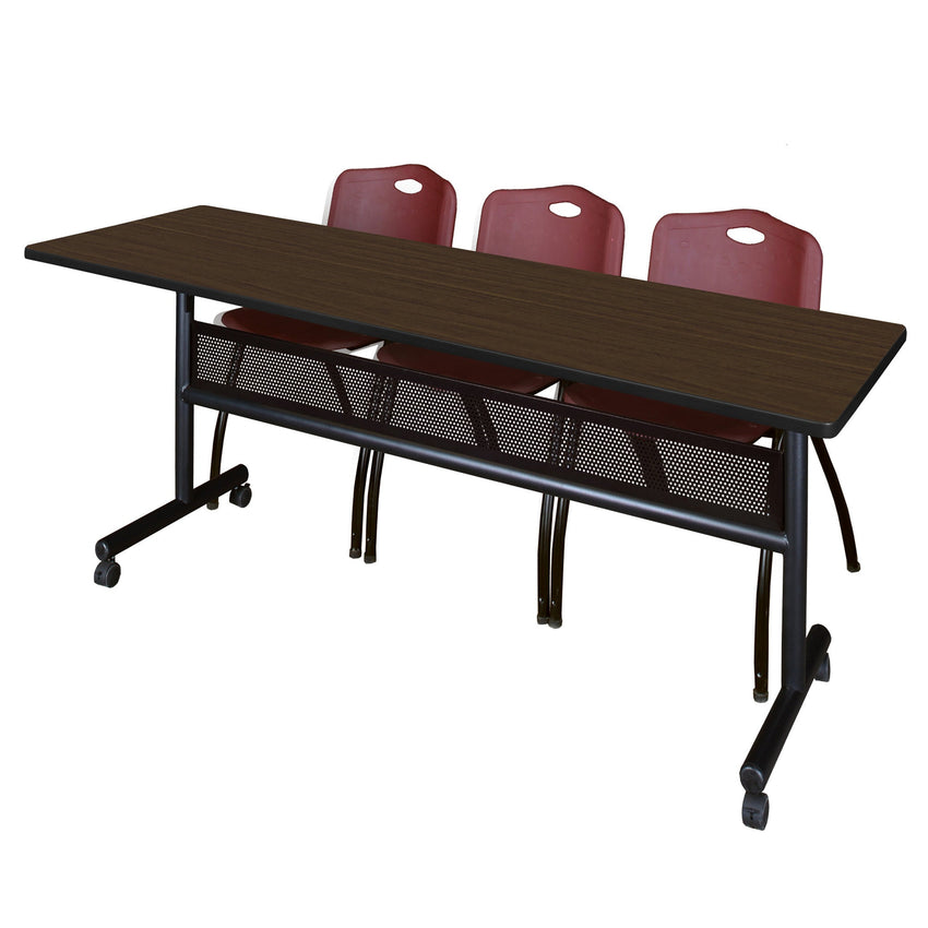 Regency Kobe Flip - Top Privacy Nesting Table & 3 M Stack Chairs 84"W x 24"D x 29"H (REG - MKFTM8424 - 3M) - SchoolOutlet