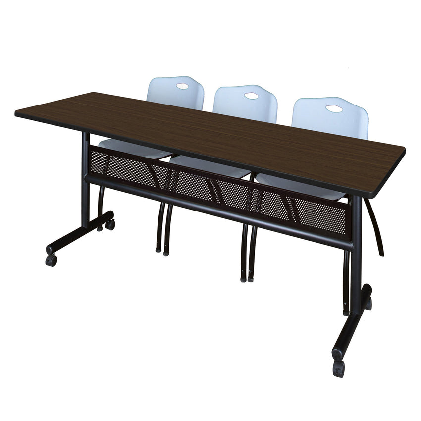 Regency Kobe Flip - Top Privacy Nesting Table & 3 M Stack Chairs 84"W x 24"D x 29"H (REG - MKFTM8424 - 3M) - SchoolOutlet