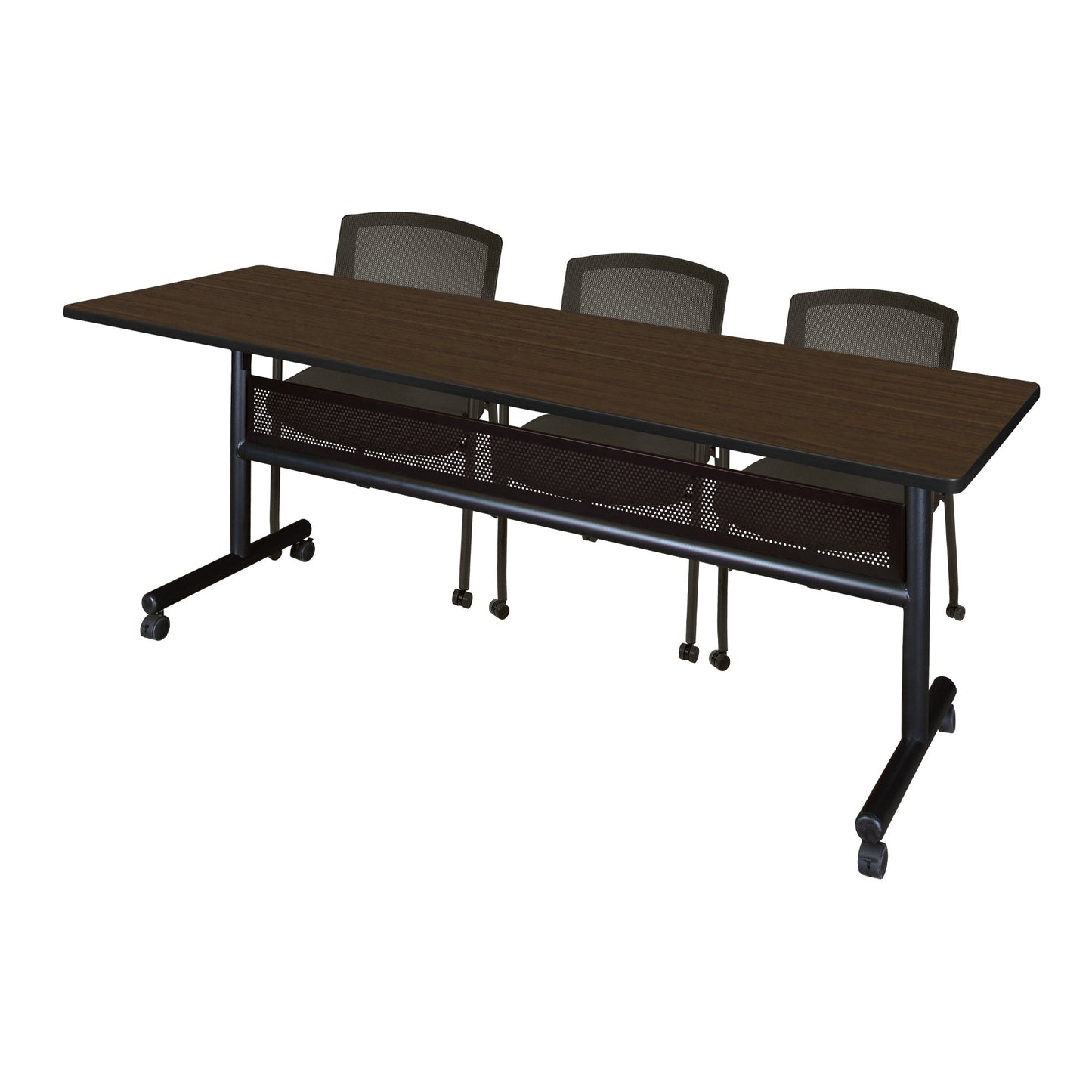 Regency Kobe Flip - Top Privacy Nesting Table & 3 Knight Mesh Chairs 84"W x 24"D x 29"H (REG - MKFTM8424 - KNM) - SchoolOutlet
