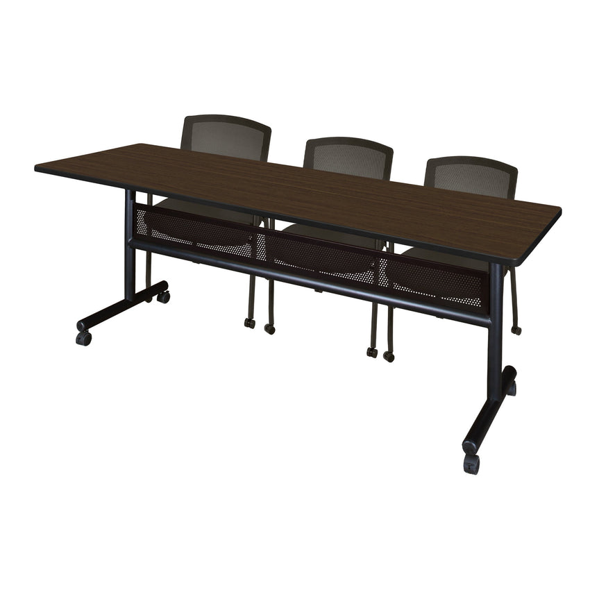Regency Kobe Flip - Top Privacy Nesting Table & 3 Knight Mesh Chairs 84"W x 24"D x 29"H (REG - MKFTM8424 - KNM) - SchoolOutlet