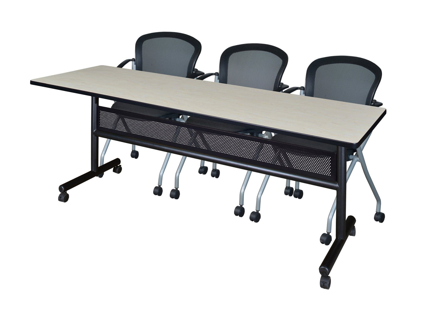 Regency Kobe Flip - Top Privacy Nesting Table & 2 Cadence Nesting Chairs 84"W x 24"D x 29"H (REG - MKFTM8424 - CAD) - SchoolOutlet