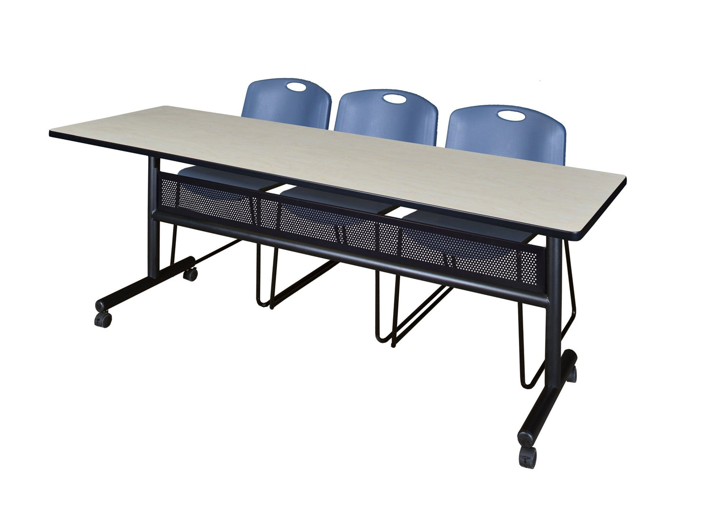 Regency Kobe Flip - Top Privacy Nesting Table & 3 Zeng Stack Chairs 84"W x 24"D x 29"H (REG - MKFTM8424 - ZNG) - SchoolOutlet