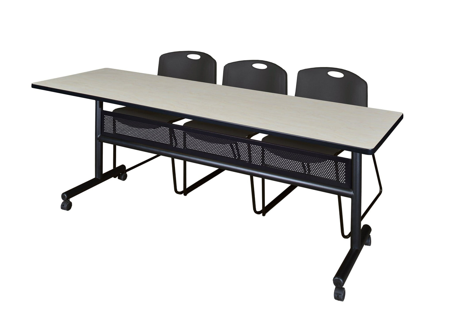 Regency Kobe Flip - Top Privacy Nesting Table & 3 Zeng Stack Chairs 84"W x 24"D x 29"H (REG - MKFTM8424 - ZNG) - SchoolOutlet