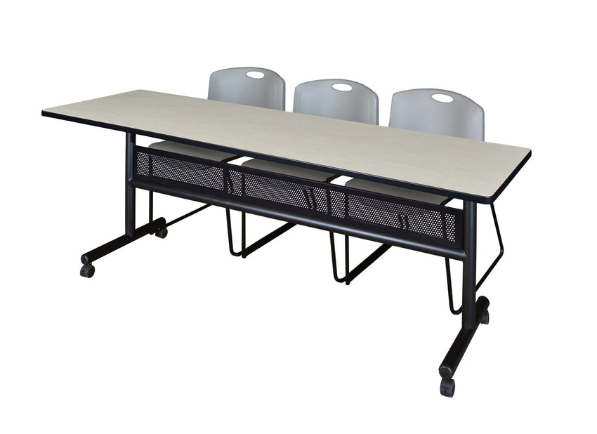 Regency Kobe Flip - Top Privacy Nesting Table & 3 Zeng Stack Chairs 84"W x 24"D x 29"H (REG - MKFTM8424 - ZNG) - SchoolOutlet