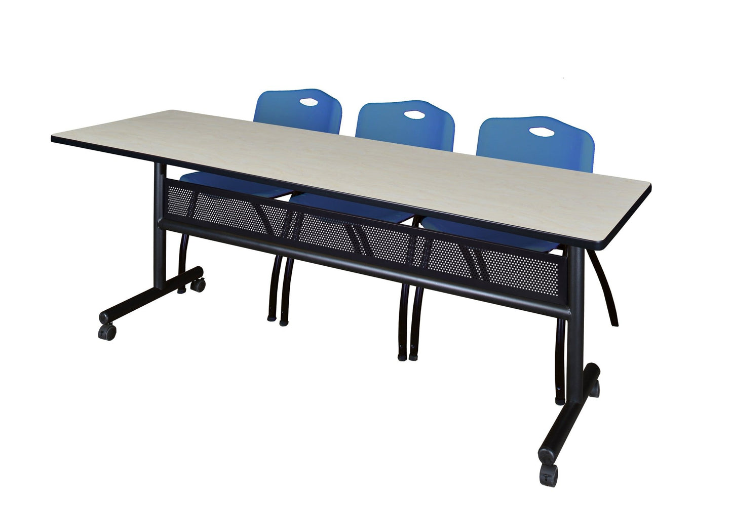 Regency Kobe Flip - Top Privacy Nesting Table & 3 M Stack Chairs 84"W x 24"D x 29"H (REG - MKFTM8424 - 3M) - SchoolOutlet