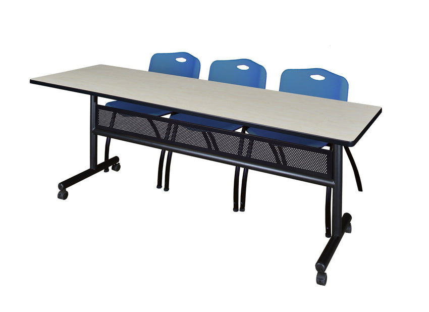 Regency Kobe Flip - Top Privacy Nesting Table & 3 M Stack Chairs 84"W x 24"D x 29"H (REG - MKFTM8424 - 3M) - SchoolOutlet