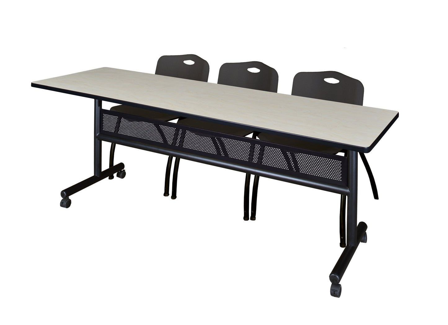 Regency Kobe Flip - Top Privacy Nesting Table & 3 M Stack Chairs 84"W x 24"D x 29"H (REG - MKFTM8424 - 3M) - SchoolOutlet